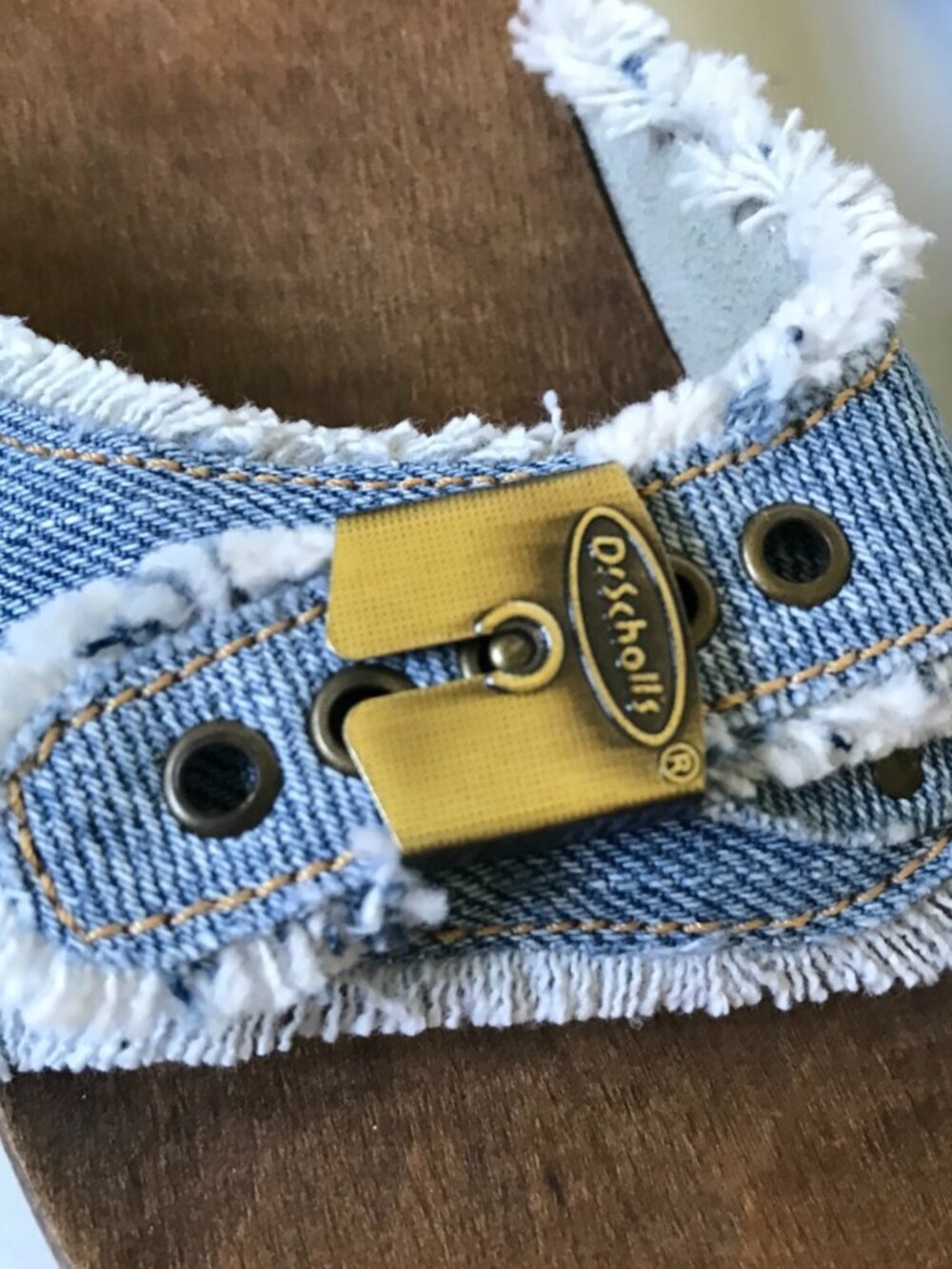 NEW Re Done x Dr Scholl's Clogs Sandals Womens 36 6 Blue Washed Denim Wood Sole - Picture 5 of 11